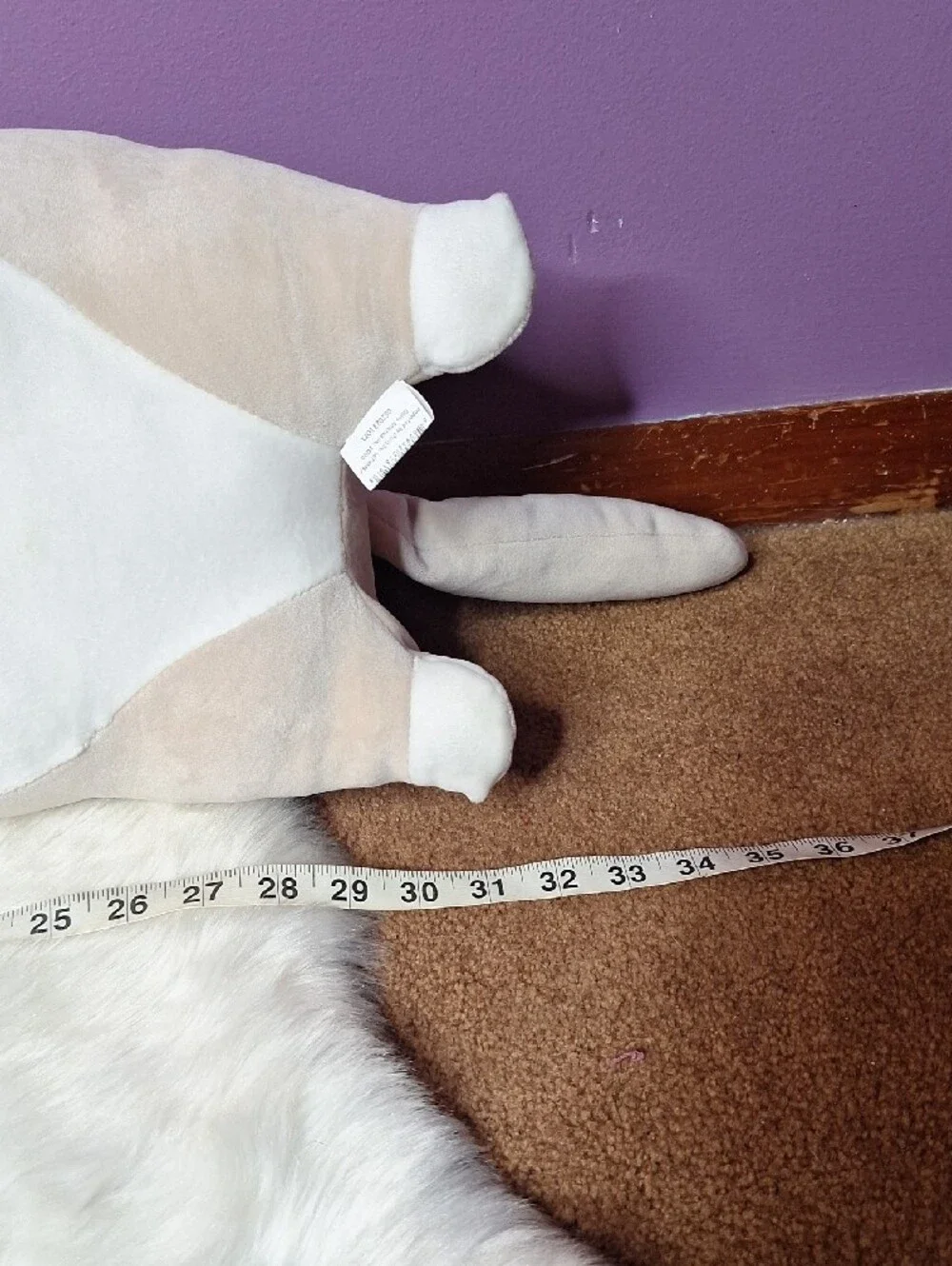 Plush Long Cat Body Pillow - White & Tan